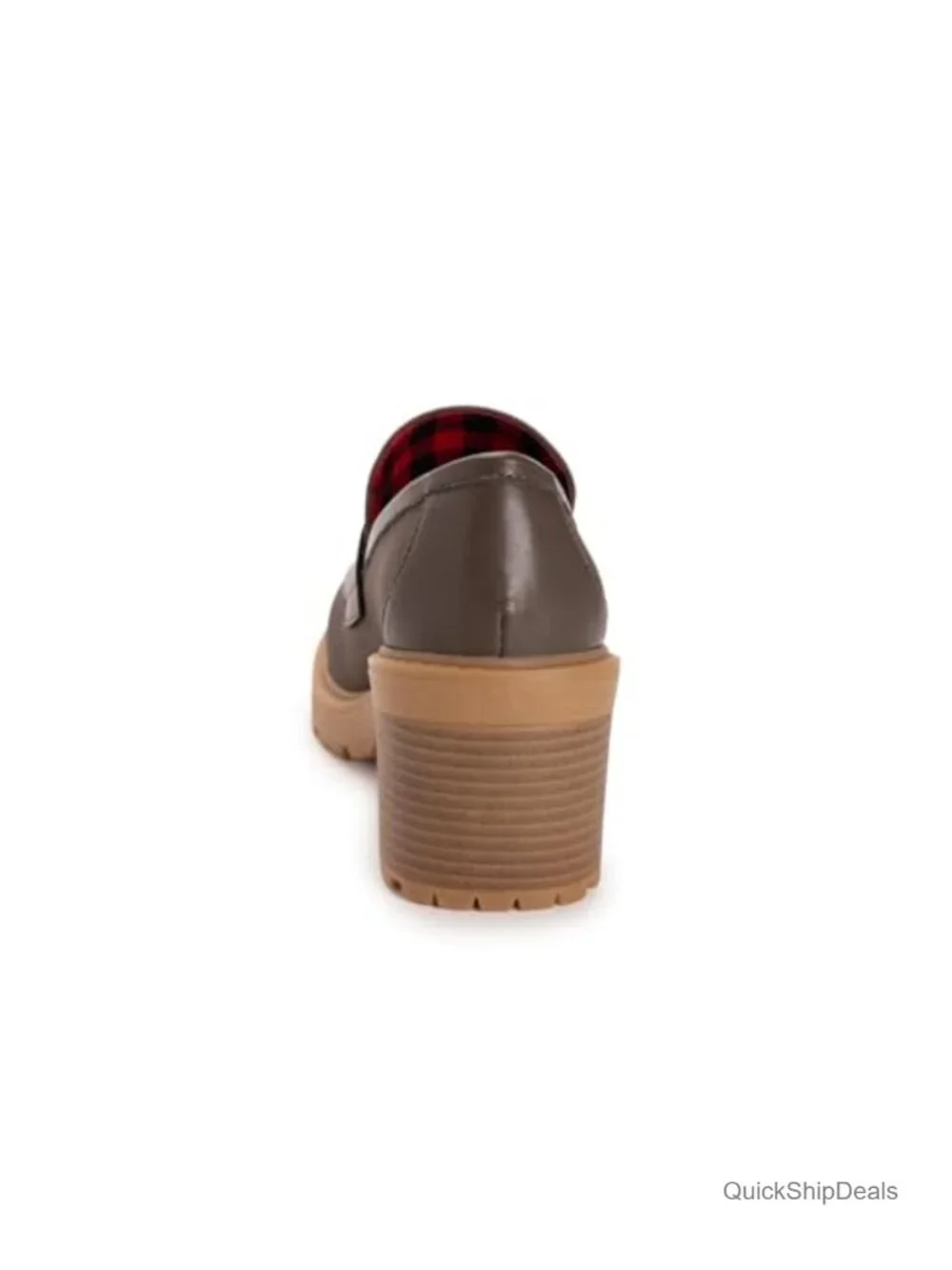 Faux Stack Heel Leona Loafer Women's Pull-On Block Heel Round Toe